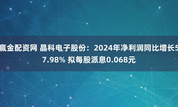 赢金配资网 晶科电子股份：2024年净利润同比增长57.98% 拟每股派息0.068元